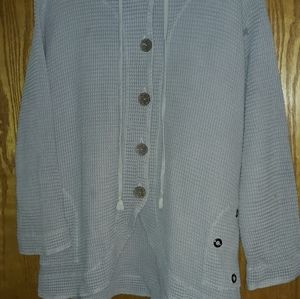 L Gray Waffle Weave Boutique Hooded Shirt